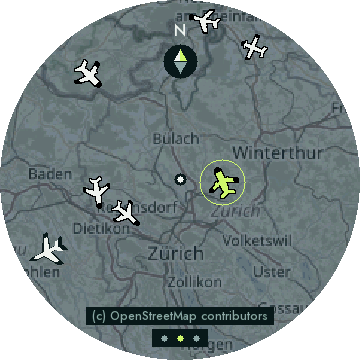 PlaneSlate Micro Radar screen with demonstration data
